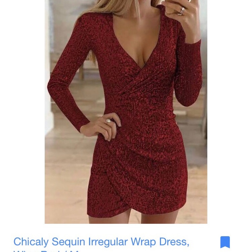 Red sequin party dress